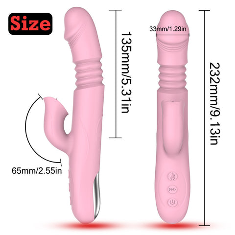 ダブル舌振動ディルド加温伸縮回転バイブレーター女性のための肛門膣クリトリス刺激大人のおもちゃ