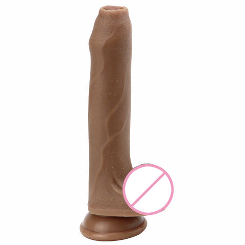 Wholesale prices Suction Cup Dildo Liquid Silicone Exposed Glans Foreskin Dildo