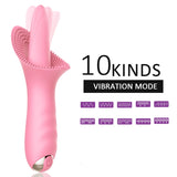 Wholesale prices Tongue Licking G Spot Clit Vibrator 10 Speeds Vibrating Vaginal Massager Women Clitoris Stimulator