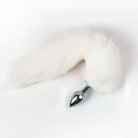 Wholesale prices  L Size Artificial Fox Tail Stainless steel Anal Plug Metal Anus Butt Plug Products Flirting Couples Toys
