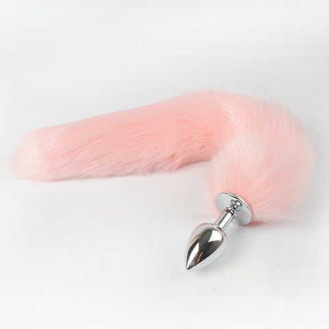 Wholesale prices  L Size Artificial Fox Tail Stainless steel Anal Plug Metal Anus Butt Plug Products Flirting Couples Toys
