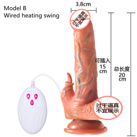 Mサイズ有線/ワイヤレス加熱スイング伸縮オナホール舌舐めシミュレーションペニスバイブレーターフレッシュディルド